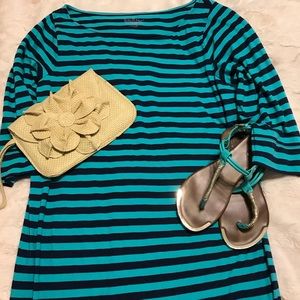 EUC Sz L Lilly Pulitzer Cassie Dress navy and teal